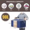 BALEINE 2 Pack Clothes Storage Bags, 24 Gallon Storage Containers with Reinforced Handle, Sturdy Zipper, Closet Organizer for Blanket, Comforter, Pillow, Bedding (Grey, 2 Pack)(Blue)