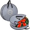 BALEINE 2 Pack Wreath Storage Container, Christmas Wreath Storage Bag with Reinforced Handle for Holiday Xmas (Green, 30″X8″)(Gray)