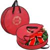 BALEINE 2 Pack Wreath Storage Container, Christmas Wreath Storage Bag with Reinforced Handle for Holiday Xmas (Green, 30″X8″)(Red)