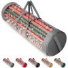 BALEINE Christmas Wrapping Paper Organizer Storage, 41″ Gift Wrapping Paper Storage Containers, Clear PVC with Durable 600D Oxford Fabric Gift Wrap Paper Holder Fits 18-25 Rolls, Black(Gray)