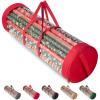 BALEINE Christmas Wrapping Paper Organizer Storage, 41″ Gift Wrapping Paper Storage Containers, Clear PVC with Durable 600D Oxford Fabric Gift Wrap Paper Holder Fits 18-25 Rolls, Black(Red)