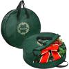BALEINE 2 Pack Wreath Storage Container, Christmas Wreath Storage Bag with Reinforced Handle for Holiday Xmas (Grey, 36″X8″)(Green)