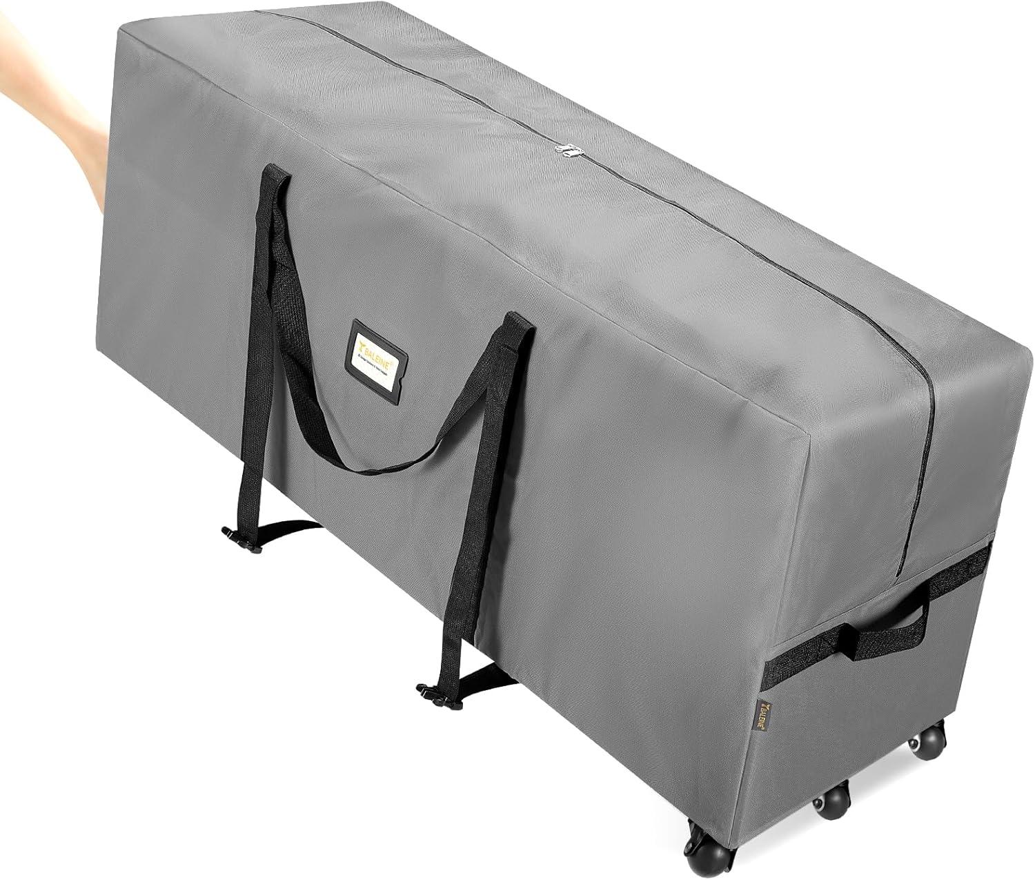 imageBALEINE 75 ft Rolling Christmas Tree Storage Bag 2 Swivel Wheels for Easy Moving Heavy Duty 600D Oxford Fabric Extra Large Artificial Christmas Tree Bag with Reinforced Carry Handles BlackGrey