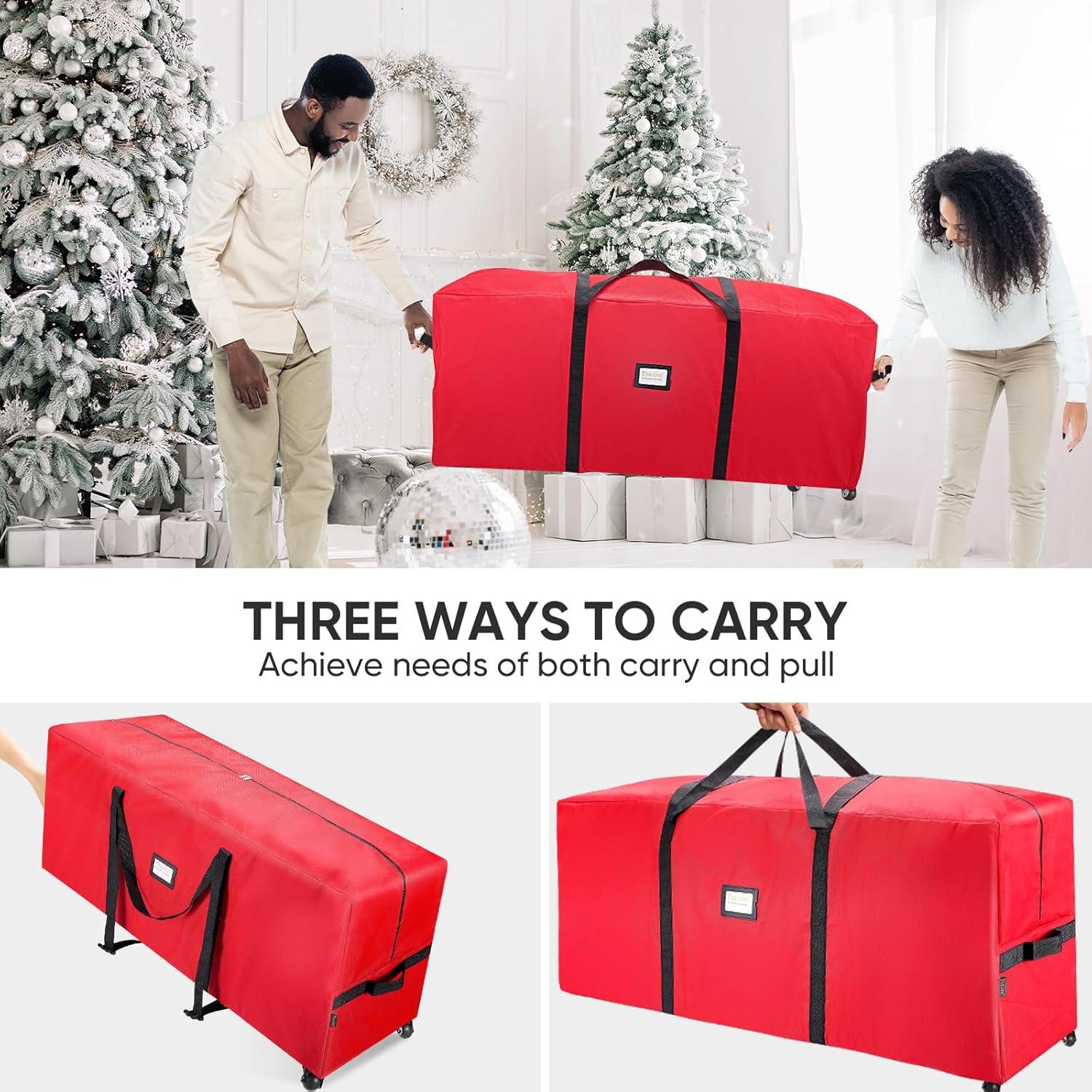 imageBALEINE 75 ft Rolling Christmas Tree Storage Bag 2 Swivel Wheels for Easy Moving Heavy Duty 600D Oxford Fabric Extra Large Artificial Christmas Tree Bag with Reinforced Carry Handles BlackGrey