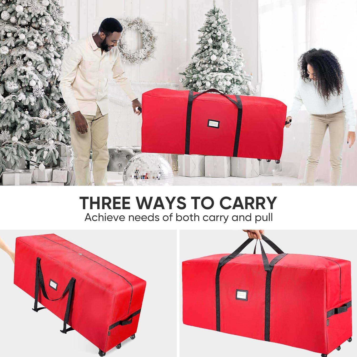 imageBALEINE 75 ft Rolling Christmas Tree Storage Bag 2 Swivel Wheels for Easy Moving Heavy Duty 600D Oxford Fabric Extra Large Artificial Christmas Tree Bag with Reinforced Carry Handles BlackGrey