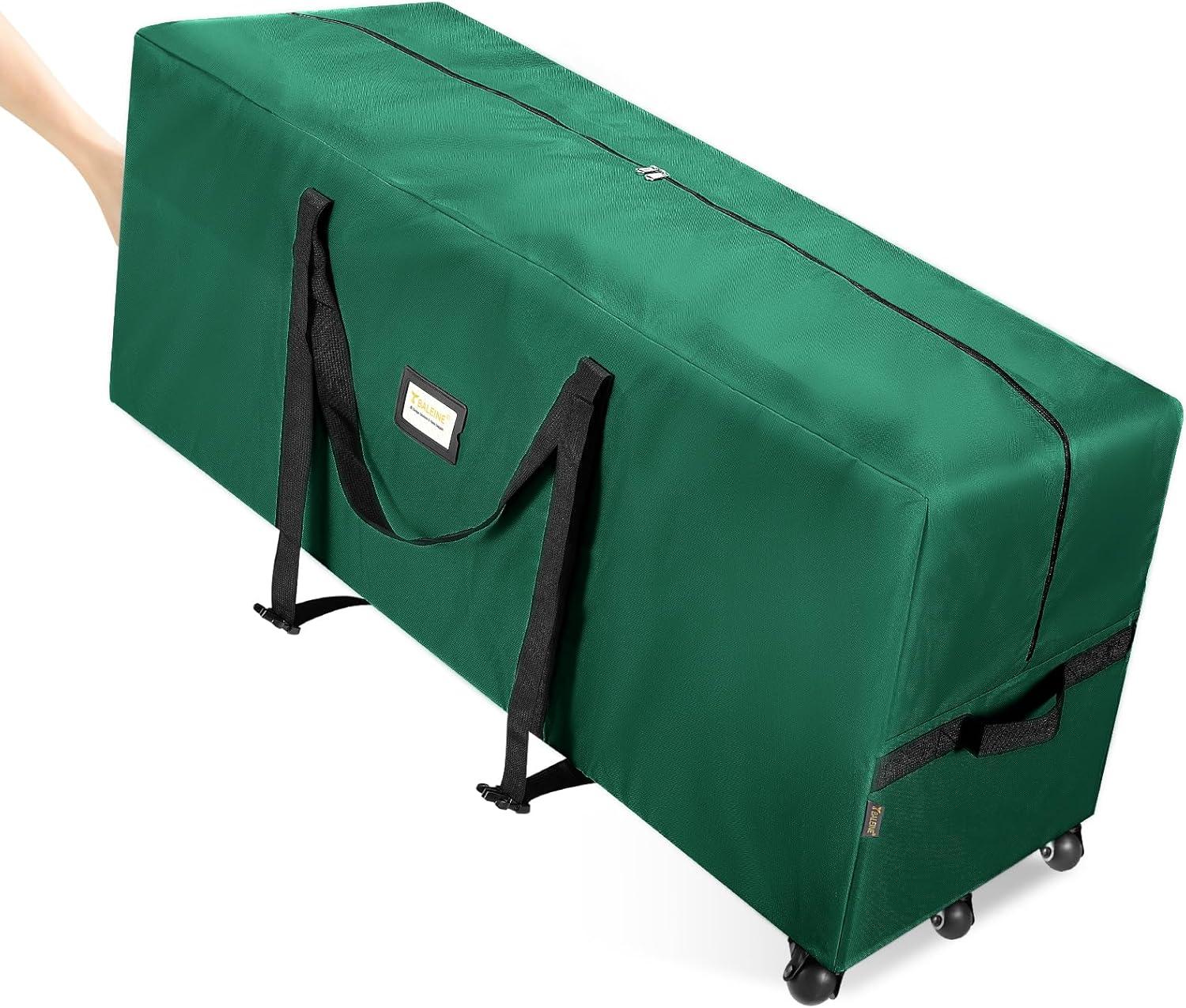 imageBALEINE 75 ft Rolling Christmas Tree Storage Bag 2 Swivel Wheels for Easy Moving Heavy Duty 600D Oxford Fabric Extra Large Artificial Christmas Tree Bag with Reinforced Carry Handles BlackGreen