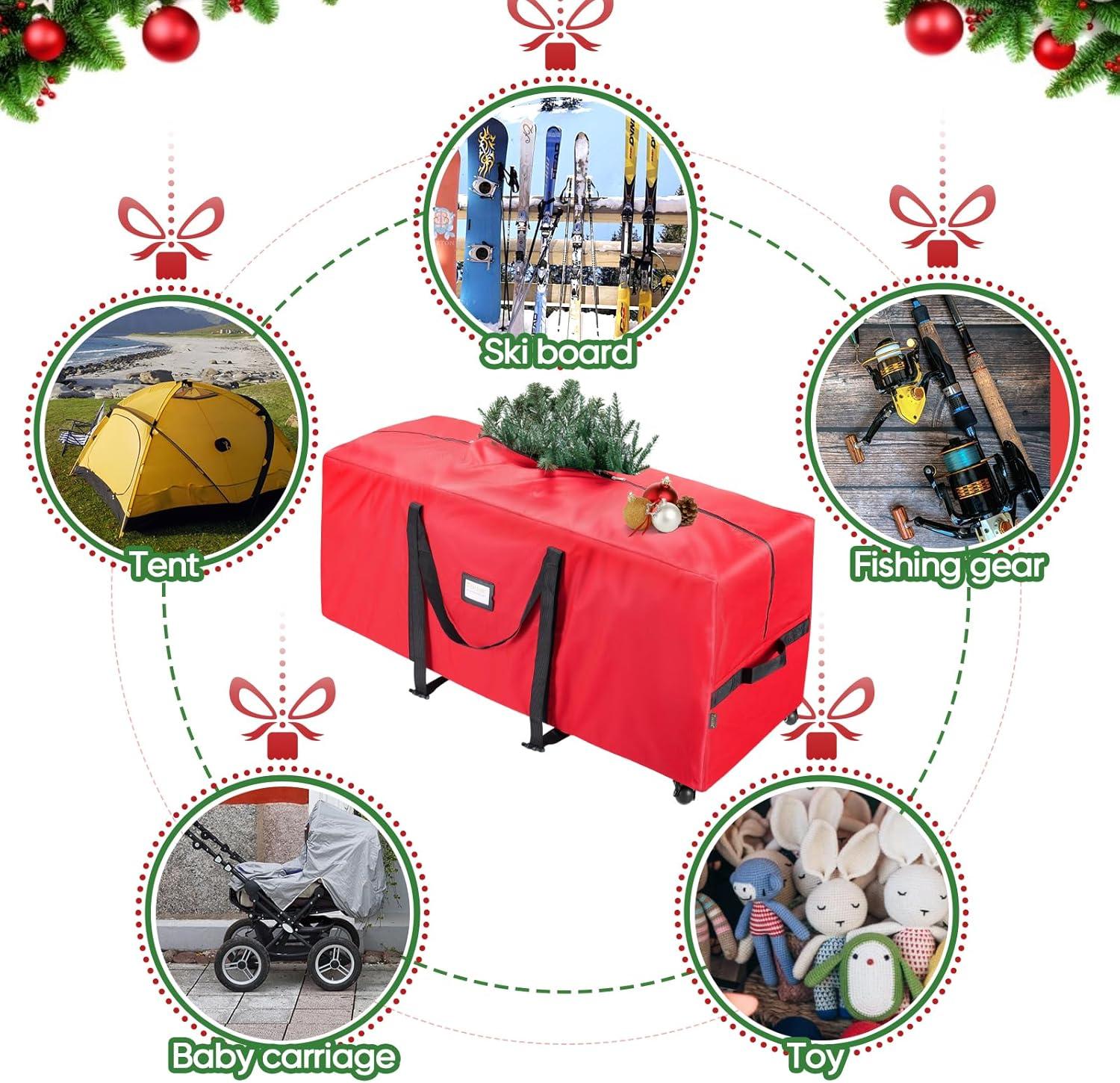 imageBALEINE 75 ft Rolling Christmas Tree Storage Bag 2 Swivel Wheels for Easy Moving Heavy Duty 600D Oxford Fabric Extra Large Artificial Christmas Tree Bag with Reinforced Carry Handles BlackGrey