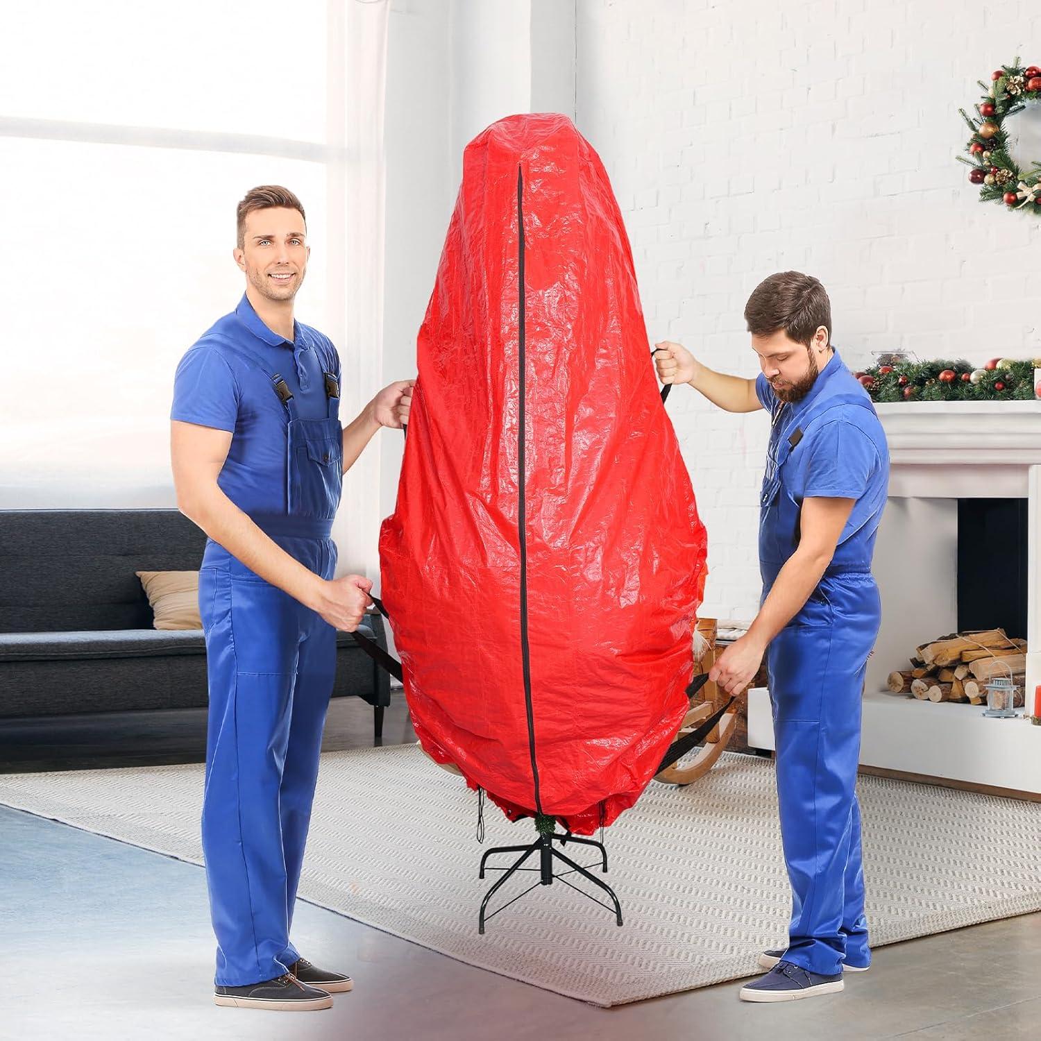 imageBALEINE Upright Christmas Tree Storage Bag 75 ft Tear Resistant PE Material Christmas Tree Bag with 4 Reinforced Handles for Xmas Holiday GreenGrey