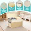 BALEINE Fabric Storage Bins with Lid, Collapsible Extra Large Storage Boxes Bins Baskets with Divider for Home Organizing (37.5″x13″x16″, Grey)(Grey&Beige)