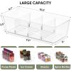 BALEINE Pantry Organizers and Storage Bins, Plastic Clear Storage Bins with 3 Removable Dividers, BPA-Free Fridge Organizers for Kitchen Cabinet Bathroom (10.5×6.1×3.5, 2PK)(6)