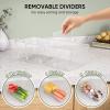 BALEINE Pantry Organizers and Storage Bins, Plastic Clear Storage Bins with 3 Removable Dividers, BPA-Free Fridge Organizers for Kitchen Cabinet Bathroom (10.5×6.1×3.5, 2PK)(6)
