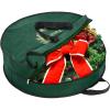 BALEINE 1 Pack Wreath Storage Container, Christmas Wreath Storage Bag with Reinforced Handle for Holiday Xmas (Grey, 36″X8″)(Green)