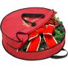 BALEINE 1 Pack Wreath Storage Container, Christmas Wreath Storage Bag with Reinforced Handle for Holiday Xmas (Grey, 36″X8″)(Red)