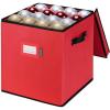 BALEINE Christmas Ornament Storage Box with Dividers, Premium Holiday Ornaments Storage Container Bin for Xmas Decorations (128 Ball, Grey, Hard)(Red)