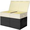 BALEINE Fabric Storage Bins with Lid, Collapsible Extra Large Storage Boxes Bins Baskets with Divider for Home Organizing (37.5″x13″x16″, Grey)(Black&Beige)