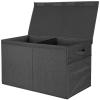 BALEINE Fabric Storage Bins with Lid, Collapsible Extra Large Storage Boxes Bins Baskets with Divider for Home Organizing (37.5″x13″x16″, Grey)(Black)