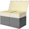 BALEINE Fabric Storage Bins with Lid, Collapsible Extra Large Storage Boxes Bins Baskets with Divider for Home Organizing (37.5″x13″x16″, Grey)(Grey&Beige)