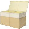 BALEINE Fabric Storage Bins with Lid, Collapsible Extra Large Storage Boxes Bins Baskets with Divider for Home Organizing (37.5″x13″x16″, Grey)(Khaki&Beige)