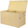 BALEINE Fabric Storage Bins with Lid, Collapsible Extra Large Storage Boxes Bins Baskets with Divider for Home Organizing (37.5″x13″x16″, Grey)(Khaki)