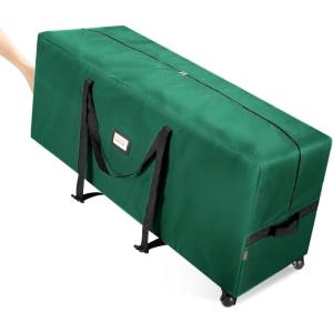 BALEINE 7.5 ft Rolling Christmas Tree Storage Bag, 2 Swivel Wheels for Easy Moving, Heavy Duty 600D Oxford Fabric Extra Large Artificial Christmas Tree Bag with Reinforced Carry Handles (Black)(Green)