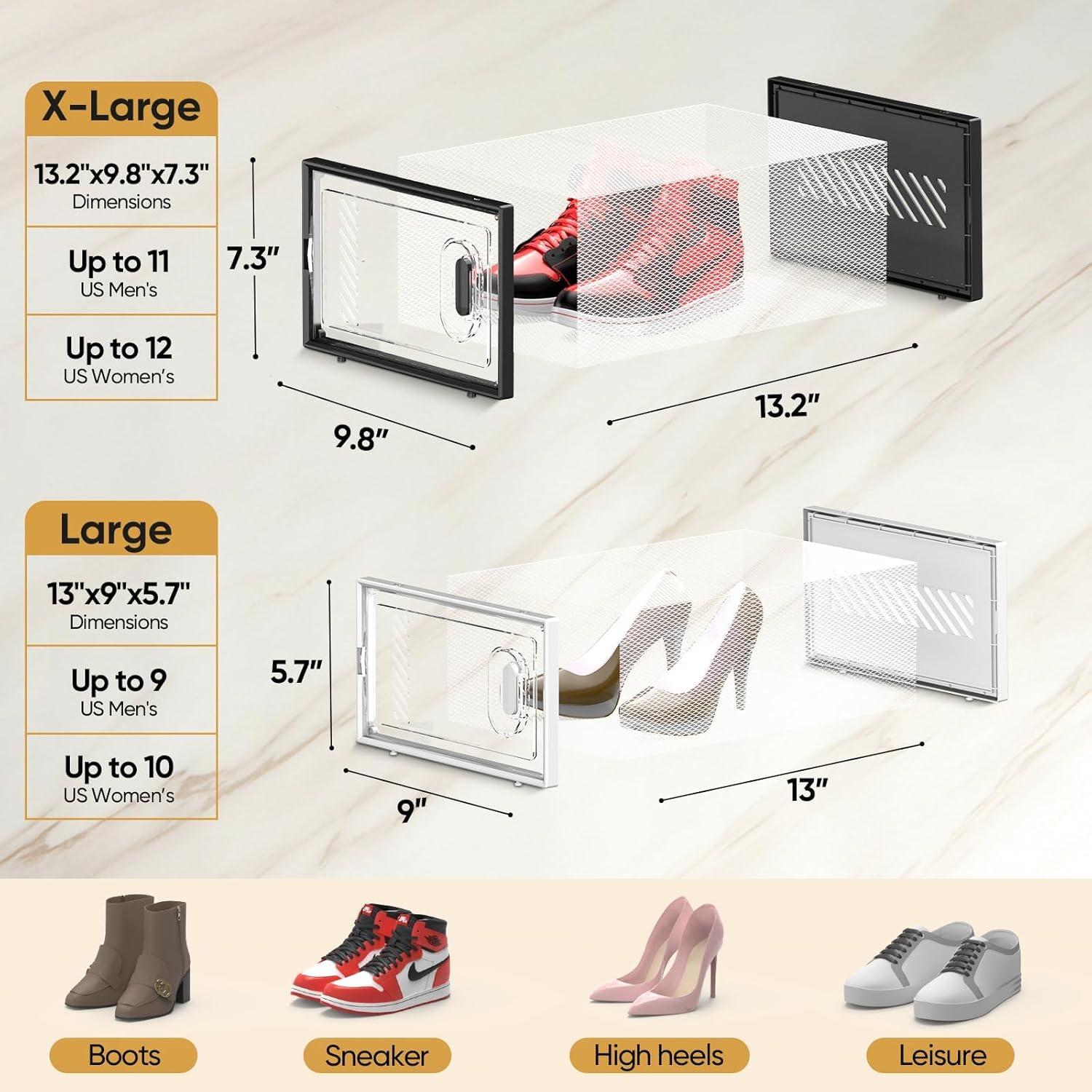 imageBALEINE Clear Plastic Storage Bins6PK10565 12 Pack Stackable Shoe Storage BoxesLarge