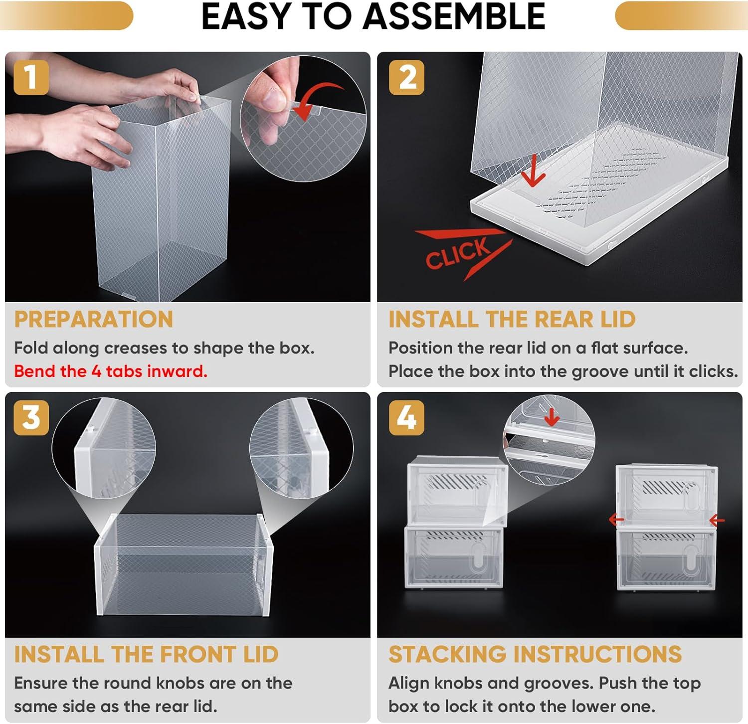 imageBALEINE Clear Plastic Storage Bins6PK10565 12 Pack Stackable Shoe Storage BoxesLarge