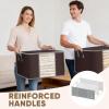 BALEINE 2 Pack Clothes Storage Bags, 16 Gallon Storage Containers with Reinforced Handle, Sturdy Zipper, Closet Organizer for Blanket, Comforter, Pillow, Bedding (Grey, 2 Pack)(Brown)