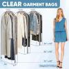 BALEINE 40” Clear Garment Bags for Hanging Clothes, 10.5” Wide PEVA Suit Bag for Closet Clothes Dresses Coat (Clear, 3PK)(Clear-10.5″ Widened)