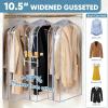 BALEINE 40” Clear Garment Bags for Hanging Clothes, 10.5” Wide PEVA Suit Bag for Closet Clothes Dresses Coat (Clear, 3PK)(Clear-10.5″ Widened)