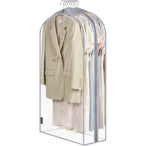 BALEINE 40” Clear Garment Bags for Hanging Clothes, 10.5” Wide PEVA Suit Bag for Closet Clothes Dresses Coat (Clear, 1PK)(Clear-10.5″ Widened)