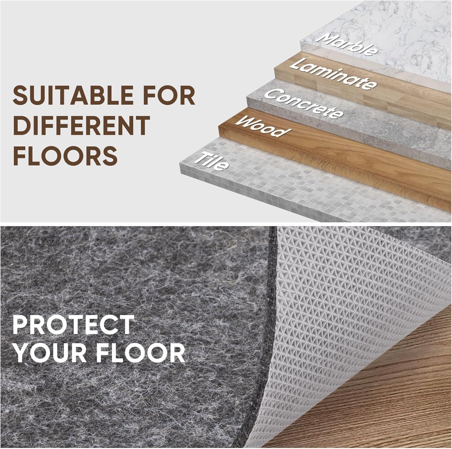 imageBALEINE Felt Non Slip Rug Pads Extra Large 14quot Thick Felt and Rubber Backing Shock Absorbing Carpet Pad for All Carpets and Hardwood Floors 3x5 Ft12 x 9 Rectangular