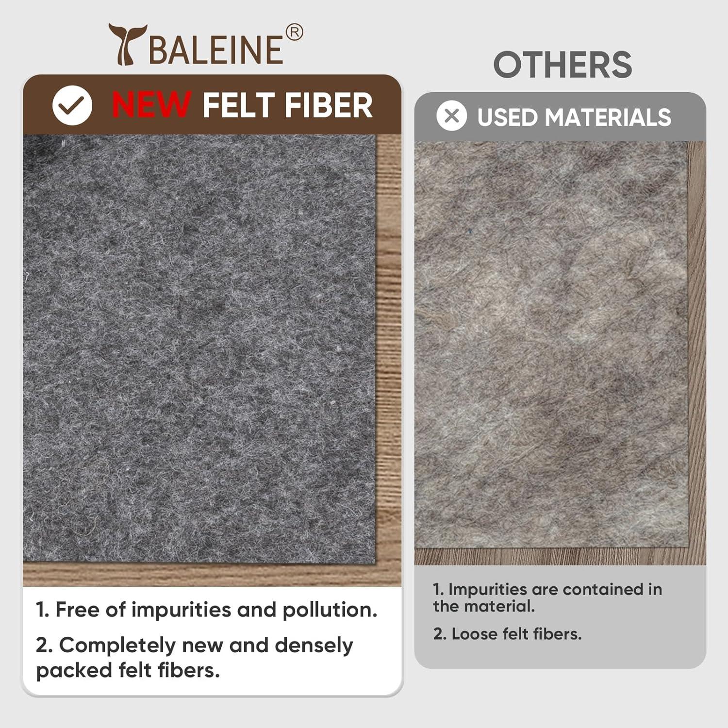 imageBALEINE Felt Non Slip Rug Pads Extra Large 14quot Thick Felt and Rubber Backing Shock Absorbing Carpet Pad for All Carpets and Hardwood Floors 3x5 Ft3 x 2 Rectangular