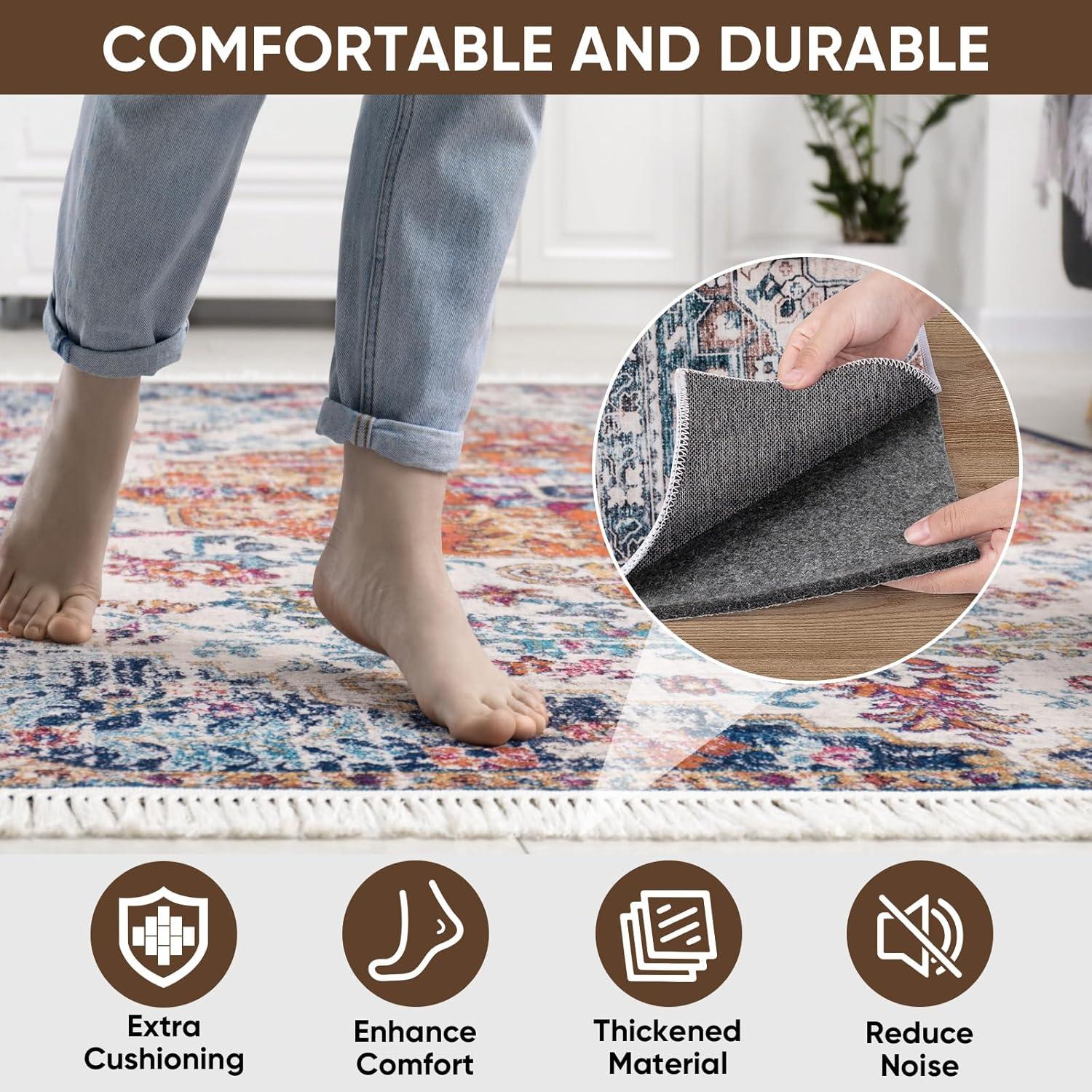 imageBALEINE Felt Non Slip Rug Pads Extra Large 14quot Thick Felt and Rubber Backing Shock Absorbing Carpet Pad for All Carpets and Hardwood Floors 3x5 Ft5 x 3 Rectangular