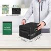 BALEINE Storage Bins with Lids, Foldable Linen Fabric Storage Boxes with Lids, Collapsible Closet Organizer Containers with Cover for Home Bedroom Office (3 Pack Black Medium)(Black)