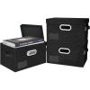 BALEINE Storage Bins with Lids, Foldable Linen Fabric Storage Boxes with Lids, Collapsible Closet Organizer Containers with Cover for Home Bedroom Office (3 Pack Black Medium)(Black)
