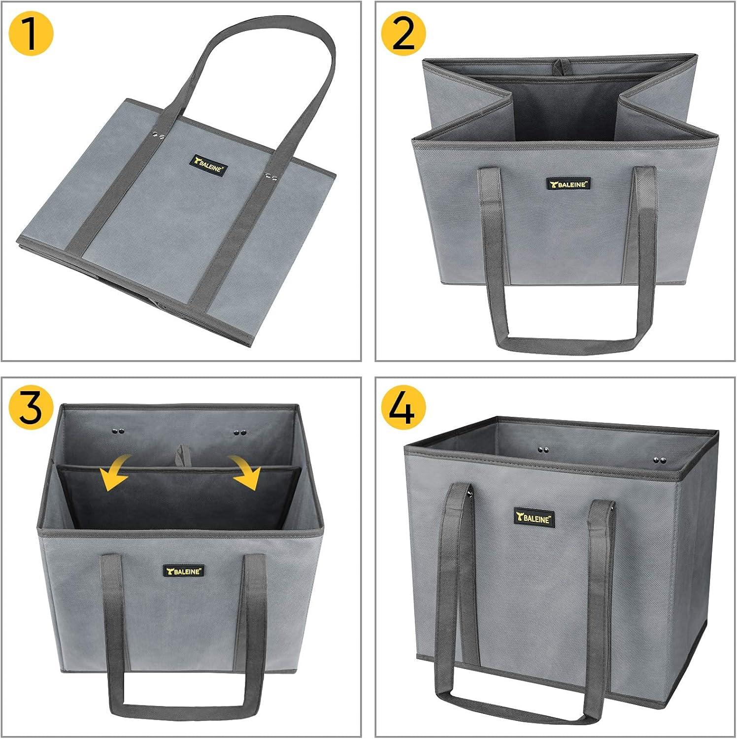 image:imageBALEINE 3Pk Reusable Grocery Bags Foldable Shopping Bags for Groceries with Reinforced Bottom amp Handles GreenFrost Abies