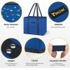 BALEINE 3Pk Reusable Grocery Bags, Foldable Shopping Bags for Groceries with Reinforced Bottom & Handles (Green)(Blue)