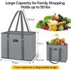BALEINE 3Pk Reusable Grocery Bags, Foldable Shopping Bags for Groceries with Reinforced Bottom & Handles (Green)(Color Stripe)