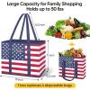 BALEINE 3Pk Reusable Grocery Bags, Foldable Shopping Bags for Groceries with Reinforced Bottom & Handles (Green)(Patriot Celebration)