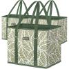 BALEINE 3Pk Reusable Grocery Bags, Foldable Shopping Bags for Groceries with Reinforced Bottom & Handles (Green)(Antique Foliage)