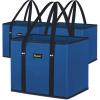BALEINE 3Pk Reusable Grocery Bags, Foldable Shopping Bags for Groceries with Reinforced Bottom & Handles (Green)(Blue)