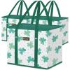 BALEINE 3Pk Reusable Grocery Bags, Foldable Shopping Bags for Groceries with Reinforced Bottom & Handles (Green)(Clover)