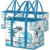 BALEINE 3Pk Reusable Grocery Bags, Foldable Shopping Bags for Groceries with Reinforced Bottom & Handles (Green)(Island Breeze)