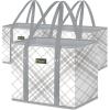 BALEINE 3Pk Reusable Grocery Bags, Foldable Shopping Bags for Groceries with Reinforced Bottom & Handles (Green)(Plaid Check)
