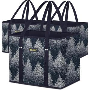 BALEINE 3Pk Reusable Grocery Bags, Foldable Shopping Bags for Groceries with Reinforced Bottom & Handles (Green)(Frost Abies)