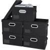 BALEINE Storage Bins with Lids, Foldable Linen Fabric Storage Boxes with Lids, Collapsible Closet Organizer Containers with Cover for Home Bedroom Office (5 Pack Black Large)