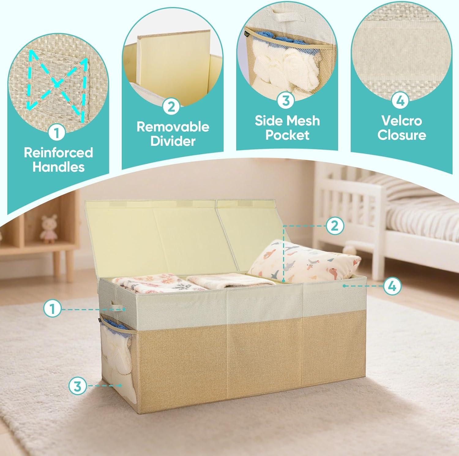 image:imageBALEINE 3Pk Reusable Grocery Bags Fabric Storage Bins with Lid 3751316