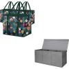 BALEINE 3Pk Reusable Grocery Bags + Fabric Storage Bins with Lid (37.5“×13”×16″)