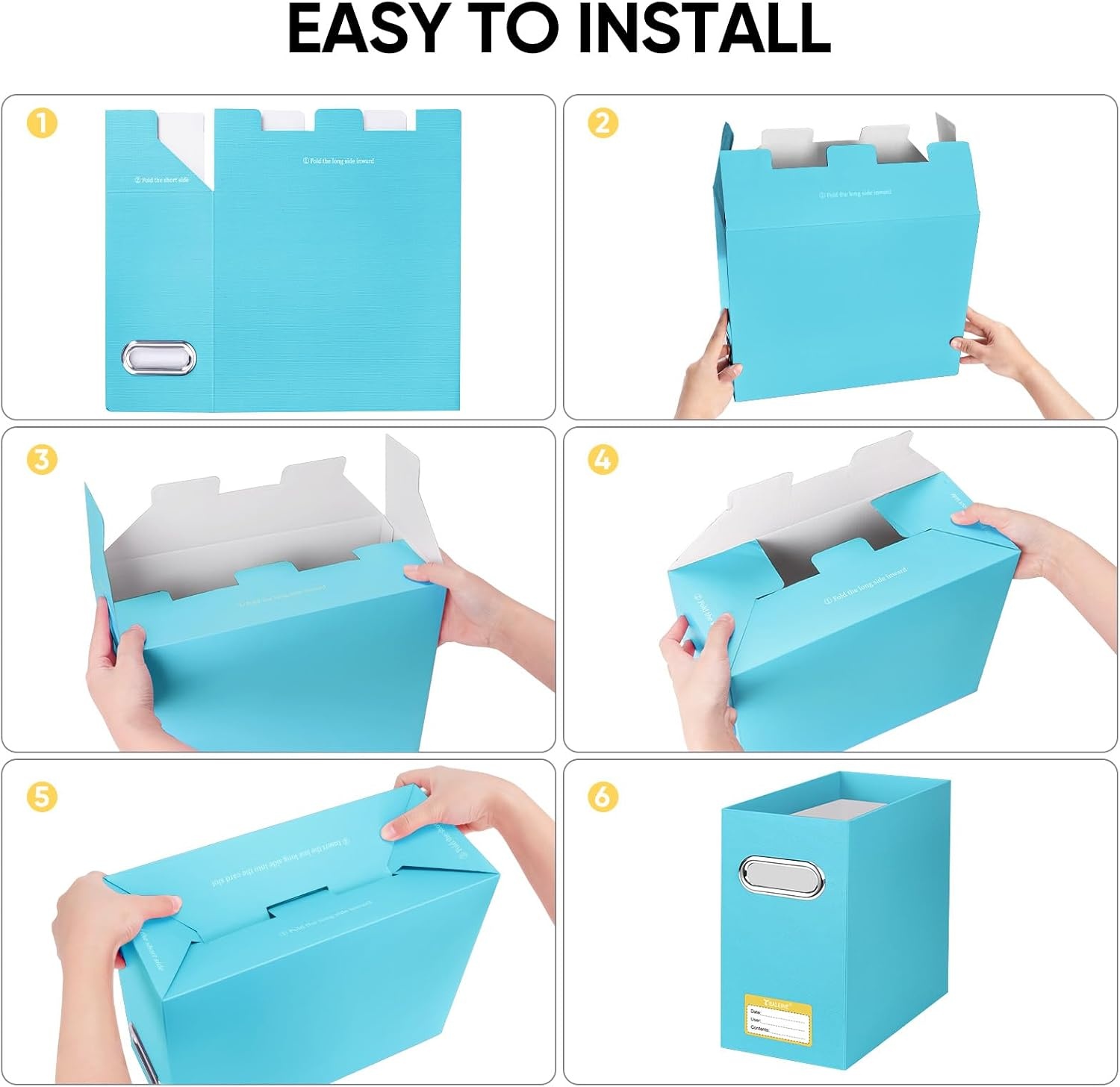 image:imageBALEINE File Organizer Box Cardboard File Folder Organizer with Handle for Letter Size Portable Collapsible Hanging Filing Box for Home Office Document Storage 2 Pack Large BlackBlue