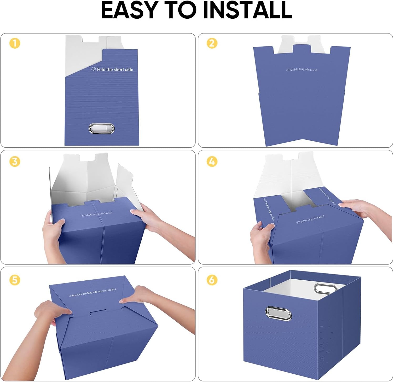 image:imageBALEINE File Organizer Box Cardboard File Folder Organizer with Handle for Letter Size Portable Collapsible Hanging Filing Box for Home Office Document Storage 2 Pack Large BlackNavy